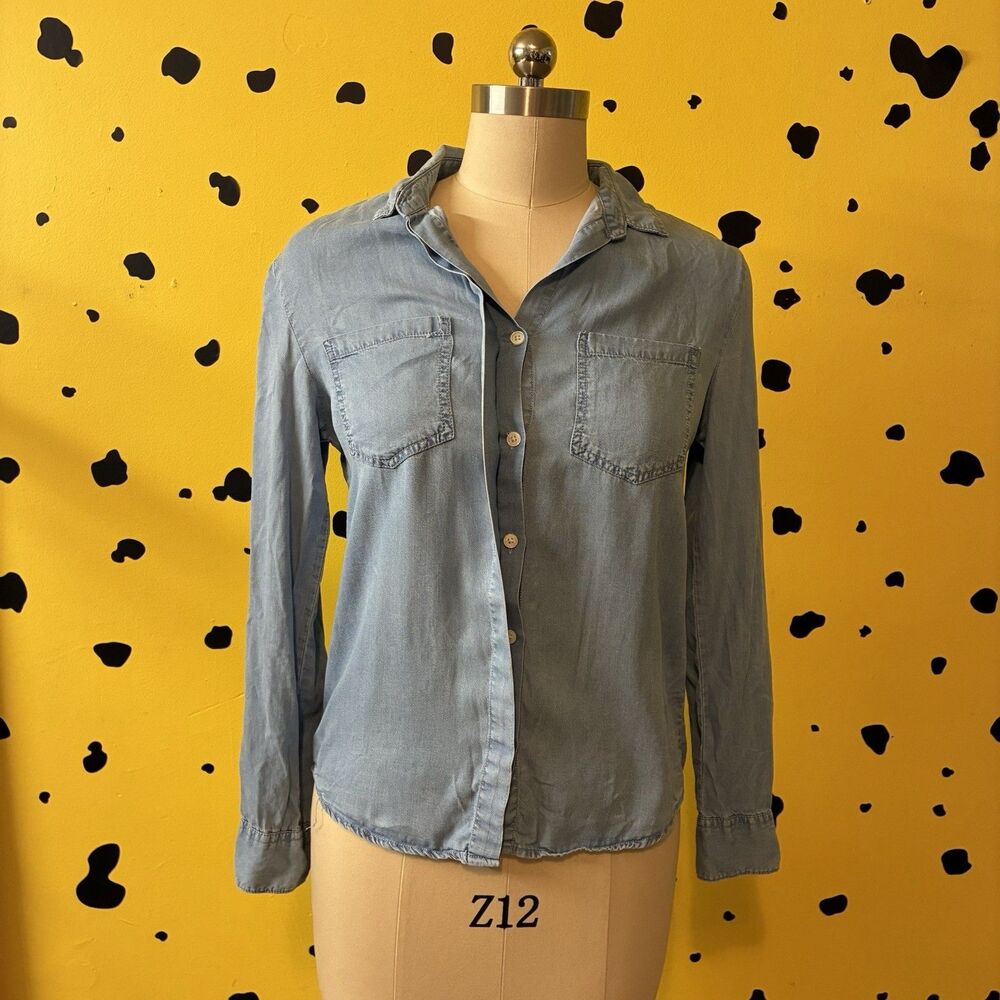 Thread & Supply Denim Button Up Shirt Split Back Long Sleeve S Casual
